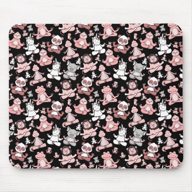 Alfombrilla De Ratón Patrón de yoga | Patrón sin fisuras de yoga 55 (Frente)