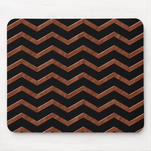 Alfombrilla De Ratón Patrón de Zig Zag de Bronce Metálico (Frente)
