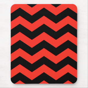 Alfombrilla De Ratón Patrón de zig zag rojo y negro