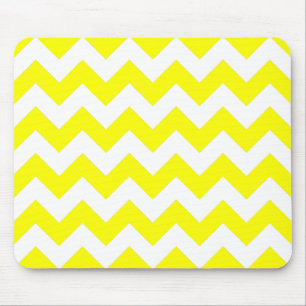 Alfombrilla De Ratón Patrón de zigzag blanco y amarillo