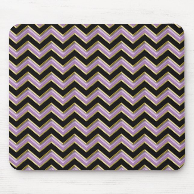 Alfombrilla De Ratón Patrón de zigzag negro de oro antimetista (Frente)