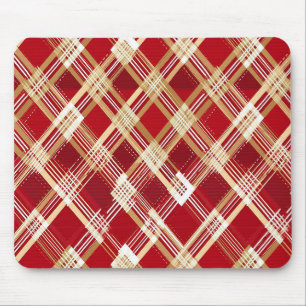 Alfombrilla De Ratón Patrón diagonal moderno rojo y blanco trenzado