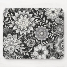 Patrón elegante de encaje floral blanco y negro