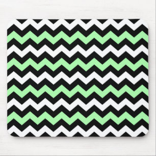 Alfombrilla De Ratón Patrón en zigzag (negro, verde, blanco)