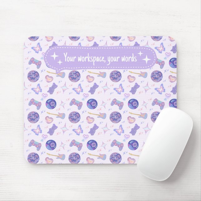 Alfombrilla De Ratón Patrón estético de lavanda personalizado y2k paste (Con ratón)