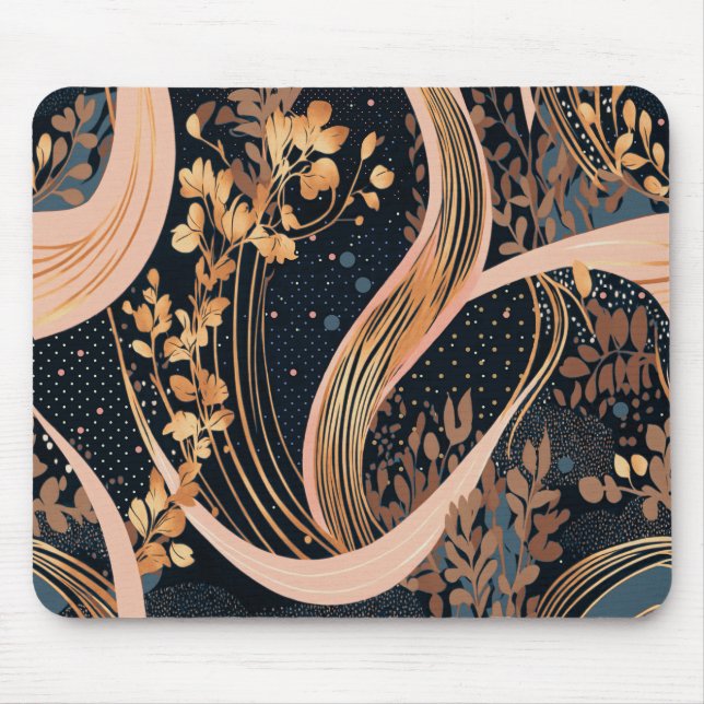 Alfombrilla De Ratón Patrón floral abstracto, puntos de polka, vides (Frente)