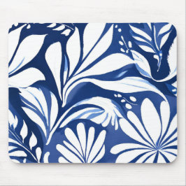 Alfombrilla De Ratón Patrón floral acuarela botánico azul