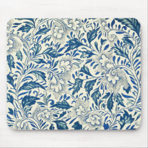 Alfombrilla De Ratón Patrón floral azul Diseño antiguo asiático