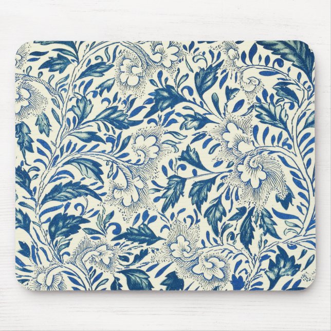 Alfombrilla De Ratón Patrón floral azul Diseño antiguo asiático (Frente)