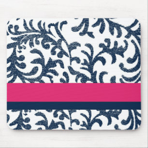 Alfombrilla De Ratón Patrón floral azul y rosa