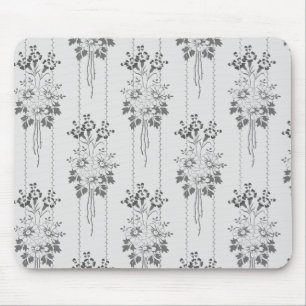 Alfombrilla De Ratón Patrón floral barroco con borde gris