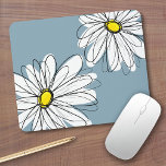 Alfombrilla De Ratón Patrón floral caprichoso en azul gris amarillo<br><div class="desc">Un diseño divertido para mujeres y adolescentes.</div>