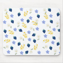 Alfombrilla De Ratón Patrón floral de flor silvestre y zarzamora