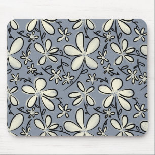 Alfombrilla De Ratón Patrón floral de gris y crema