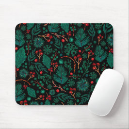 Alfombrilla De Ratón Patrón floral de Navidades de acuarela | Mousepad