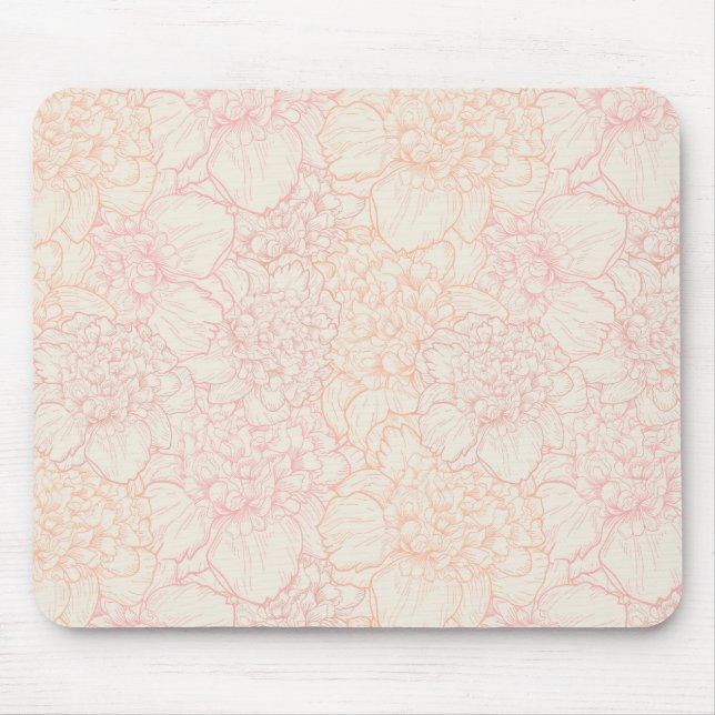 Alfombrilla De Ratón Patrón floral de peones rosados (Frente)