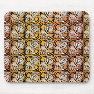 Alfombrilla De Ratón Patrón floral de Rosas negros y dorados de época