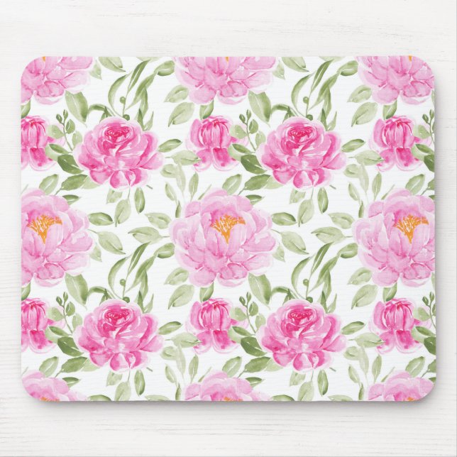 Alfombrilla De Ratón Patrón floral de tonos rosas y bonito (Frente)