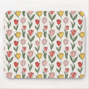Alfombrilla De Ratón Patrón Floral de Tulipán Moderno Botánico Suave Pr