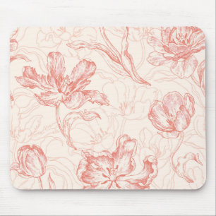 Alfombrilla De Ratón Patrón floral de tulipán vintage