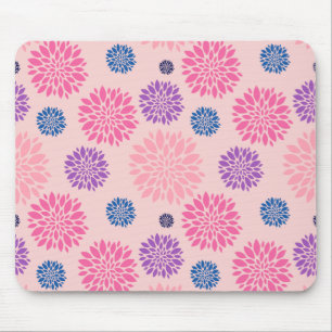 Alfombrilla De Ratón Patrón floral decorativo rosa, púrpura y azul