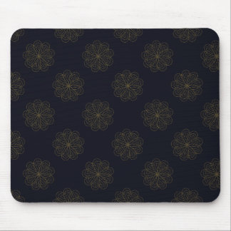 Alfombrilla De Ratón Patrón floral elegante azul y dorado