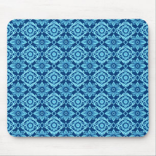 Alfombrilla De Ratón Patrón floral geométrico azul elegante