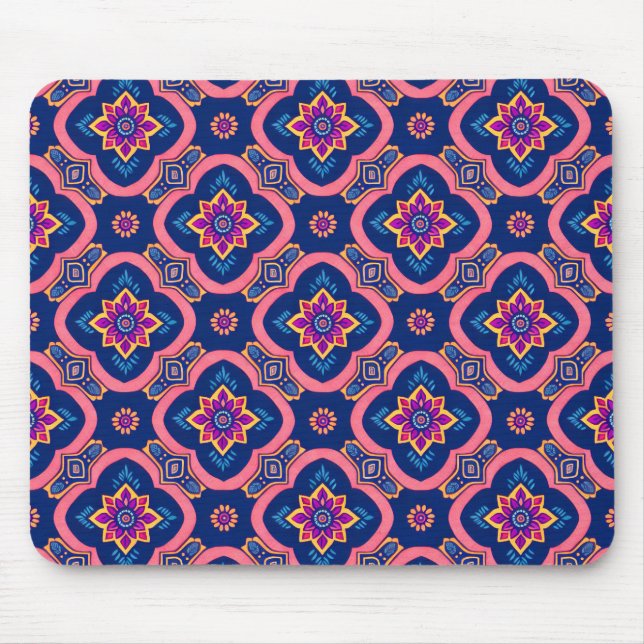 Alfombrilla De Ratón Patrón floral geométrico de Moda Boho (Frente)