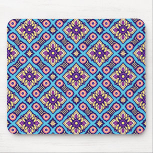 Alfombrilla De Ratón Patrón floral geométrico vibrante