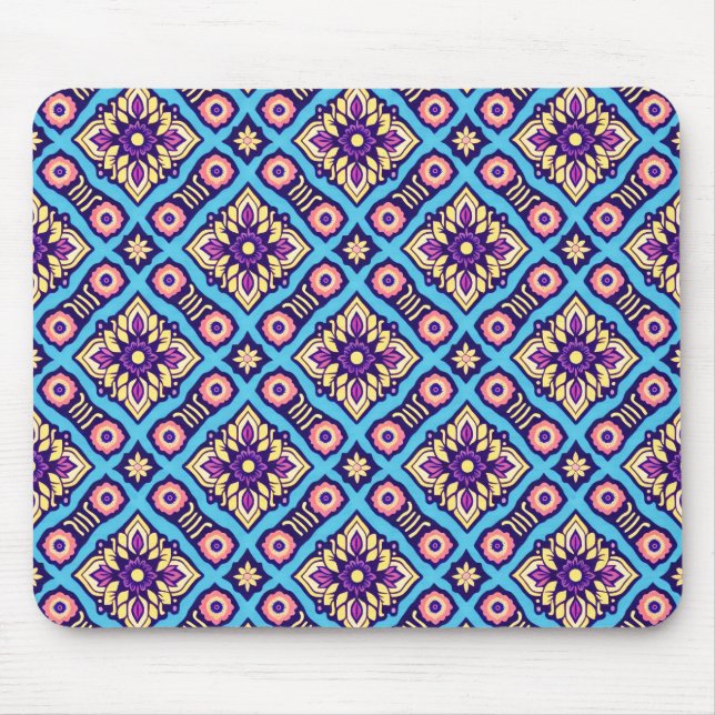 Alfombrilla De Ratón Patrón floral geométrico vibrante (Frente)