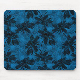 Alfombrilla De Ratón Patrón floral gris y azul.