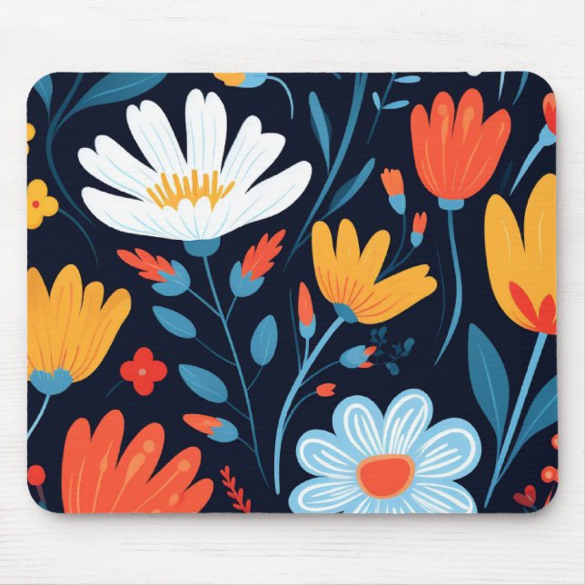 Alfombrilla De Ratón Patrón floral negro femenino (Frente)