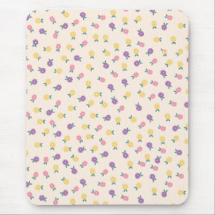 Alfombrilla De Ratón Patrón Floral Pastel – Lindo Amarillo, Rosa y Mora