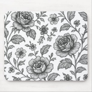 Alfombrilla De Ratón Patrón floral Rosa de época