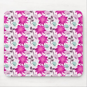 Alfombrilla De Ratón Patrón floral rosa vibrante Flores modernas atre