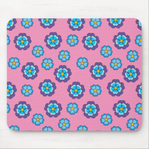 Alfombrilla De Ratón Patrón floral rosa violeta azul