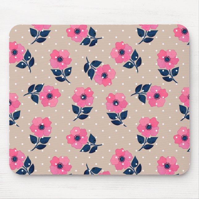 Alfombrilla De Ratón Patrón floral rosado-rosado decorativo (Frente)