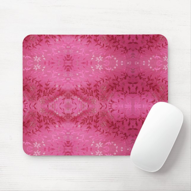 Alfombrilla De Ratón Patrón floral suave, flores blancas y ramas rosada (Con ratón)