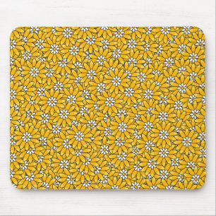 Alfombrilla De Ratón Patrón floral superpuesto de amarillo brillante
