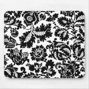 Alfombrilla De Ratón Patrón Floral Veneciano en Negro y Blanco de Willi