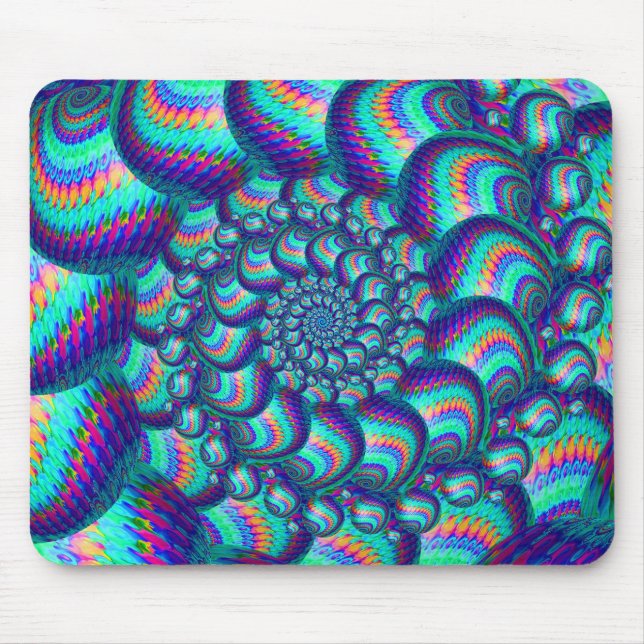 Alfombrilla De Ratón Patrón fractal de bolas azul turquesa (Frente)