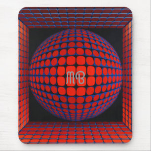 Alfombrilla De Ratón Patrón geométrico abstracto moderno negro rojo azu