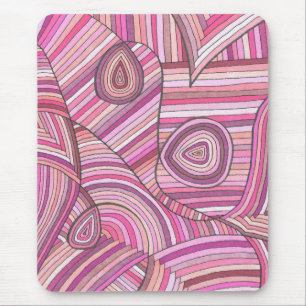 Alfombrilla De Ratón Patrón geométrico abstracto rosa con líneas curvas