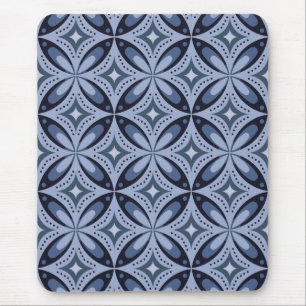 Alfombrilla De Ratón Patrón geométrico azul estilo retro