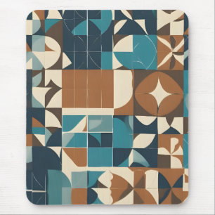 Alfombrilla De Ratón Patrón geométrico azul oscuro, verde azulado, marr