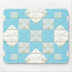 Alfombrilla De Ratón Patrón geométrico azul y blanco