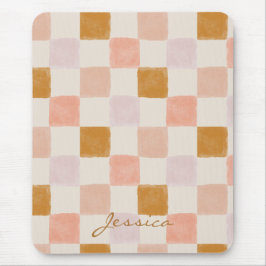 Alfombrilla De Ratón Patrón geométrico beige marrón rosa elegante