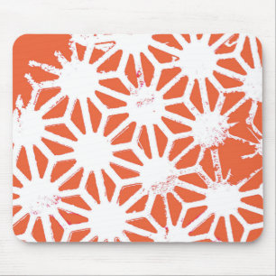 Alfombrilla De Ratón Patrón geométrico blanco y naranja