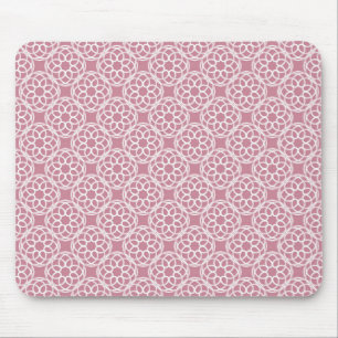Alfombrilla De Ratón Patrón geométrico blanco y rosa sin costuras