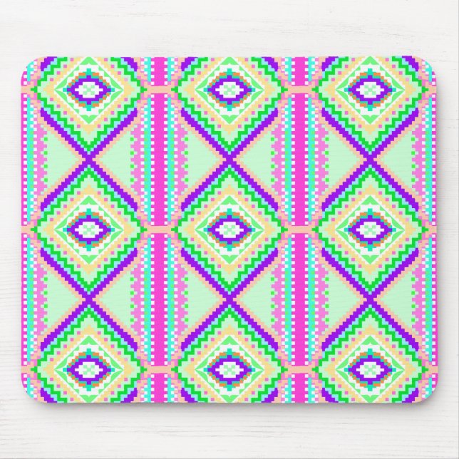 Alfombrilla De Ratón Patrón Geométrico Boho Colorido (Frente)